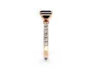 Open Basket Engagement Ring Setting for Fancy Black Asscher Cut Center with Pave Band and Prong Head in Rose Gold