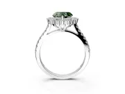 Milgrain Floral Halo Engagement Ring Setting for Fancy Green Heart-Shaped Center with Pave Band and Prong Head in Sterling Silver