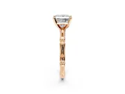 Solitaire Engagement Ring Setting for Princess Cut Center with Bamboo Band and Prong Head in Rose Gold