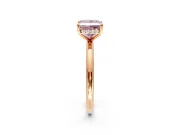 Hidden Halo Engagement Ring Setting for Fancy Pink Princess Cut Center with Thin Rounded Band and Prong Head in Rose Gold