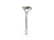 Solitaire Engagement Ring Setting for Fancy Green Pear-Shaped Center with Plain Twisted Rope Band and Prong Head in White Gold