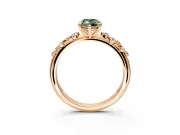 Cluster Engagement Ring Setting for Fancy Green Marquise Center with Round Cut Accent Band and Prong Head in Rose Gold