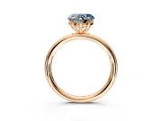 Low-Set Solitaire Engagement Ring Setting for Fancy Blue Heart-Shaped Center with Thin Plain Band and Prong Head in Rose Gold
