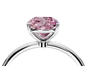 Solitaire Engagement Ring Setting for Fancy Pink Cushion Cut Center with Straight Thin Band and Prong Head in Platinum