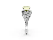 Halo Engagement Ring Setting for Fancy Yellow Asscher Cut Center with Marquise and Pave Bypass Band and Prong Head in Platinum