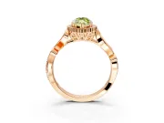 Halo Engagement Ring Setting for Fancy Yellow Marquise Center with Leaf Motif Split Shank and Prong Head in Rose Gold