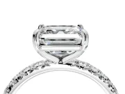 Solitaire Engagement Ring Setting for Asscher Cut Center with Shared-Prong Accents and Prong Head in Platinum