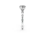 Solitaire Engagement Ring Setting for Round Cut Center with Alternating Size Accents and Prong Head in Sterling Silver