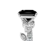 Leaf Motif Engagement Ring Setting for Fancy Black Radiant Cut Center with Pave Band and Prong Head in Platinum
