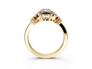 Floral Engagement Ring Setting for Emerald Cut Center with Marquise Cluster Shoulders and Prong Head in Yellow Gold