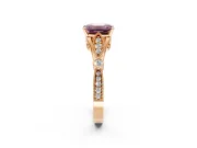 Solitaire Engagement Ring Setting for Fancy Pink Emerald Cut Center with Marquise and Bezel Accents and Prong Head in Rose Gold