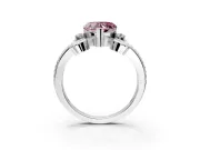 Solitaire Engagement Ring Setting for Fancy Pink Heart-Shaped Center with Twisted Band and Scroll Prong Head in Platinum