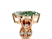Leaf Engagement Ring Setting for Fancy Green Marquise Center with Milgrain Accent Band and Prong Head in Rose Gold