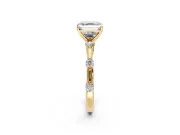 Solitaire Engagement Ring Setting for Asscher Cut Center with Bezel Station Band and Prong Head in Yellow Gold