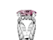 Halo Engagement Ring Setting for Fancy Pink Oval Center with Rope Twist Split Shank and Prong Head in Sterling Silver