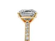 Solitaire Engagement Ring Setting for Asscher Cut Center with Channel Accents and Prong Head in Yellow Gold