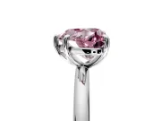 Low-Set Solitaire Engagement Ring Setting for Fancy Pink Heart-Shaped Center with Thin Plain Band and Prong Head in Platinum