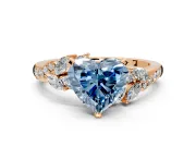 Solitaire Engagement Ring Setting for Fancy Blue Heart-Shaped Center with Marquise Accent Twist Band and Prong Head in Rose Gold