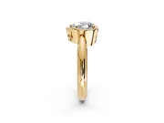 Halo Engagement Ring Setting for Heart-Shaped Center with Tapered Plain Band and Prong Head in Yellow Gold