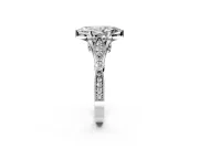 Solitaire Engagement Ring Setting for Marquise Center with Marquise and Bezel Accents and Prong Head in Sterling Silver