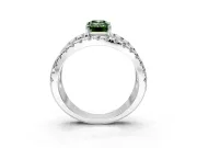 Solitaire Engagement Ring Setting for Fancy Green Emerald Cut Center with Wide-Open Split Shank and Prong Head in Platinum
