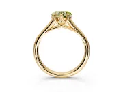 Solitaire Engagement Ring Setting for Fancy Yellow Heart-Shaped Center with Cathedral Band and Prong Head in Yellow Gold