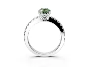 Solitaire Engagement Ring Setting for Fancy Green Oval Center with Single Row Accent Band and Prong Head in White Gold