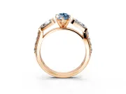 Channel-Set Engagement Ring Setting for Fancy Blue Marquise Center with Baguette Band and Prong Head in Rose Gold