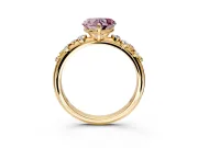 Cluster Engagement Ring Setting for Fancy Pink Heart-Shaped Center with Round Cut Accent Band and Prong Head in Yellow Gold