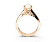 Solitaire Engagement Ring Setting for Fancy Yellow Radiant Cut Center with Channel Band and Double Claw Prong Head in Rose Gold