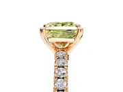 Solitaire Engagement Ring Setting for Fancy Yellow Princess Cut Center with Single Row Accent Band and Prong Head in Rose Gold