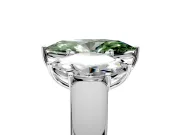 3 Stone Engagement Ring Setting for Fancy Green Marquise Center with Raised Basket Heads and Prong Head in Platinum