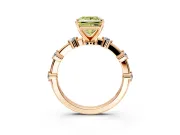 Solitaire Engagement Ring Setting for Fancy Yellow Princess Cut Center with Bezel Station Band and Prong Head in Rose Gold