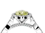 Halo Engagement Ring Setting for Fancy Yellow Pear-Shaped Center with Twist Band and Prong Head in White Gold