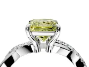 Solitaire Engagement Ring Setting for Fancy Yellow Princess Cut Center with Half-Pave Crossover Band and Prong Head in Platinum