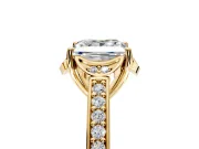 Floral Engagement Ring Setting for Princess Cut Center with Four Accent Clusters and Prong Head in Yellow Gold