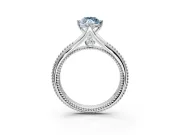 Solitaire Engagement Ring Setting for Fancy Blue Marquise Center with Milgrain Cathedral Band and Prong Head in Platinum
