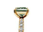Solitaire Engagement Ring Setting for Fancy Green Princess Cut Center with Shared-Prong Accents and Prong Head in Yellow Gold