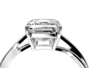Solitaire Engagement Ring Setting for Asscher Cut Center with Plain Bypass Twist Band and Prong Head in Sterling Silver