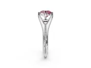 Solitaire Engagement Ring Setting for Fancy Pink Round Cut Center with Milgrain Cathedral Band and Prong Head in Platinum