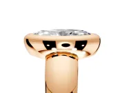 Solitaire Engagement Ring Setting for Marquise Center with Wide Band and Bezel Head in Rose Gold