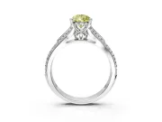 Solitaire Engagement Ring Setting for Fancy Yellow Pear-Shaped Center with Pave Rail Split Shank and Prong Head in Sterling Silver
