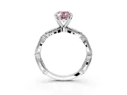 Solitaire Engagement Ring Setting for Fancy Pink Oval Center with Marquise Panel Band and Prong Head in Platinum