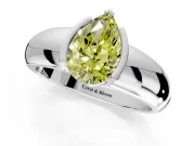 Tension Engagement Ring Setting for Fancy Yellow Pear-Shaped Center with Wide Flat Band and Tension Head in Platinum
