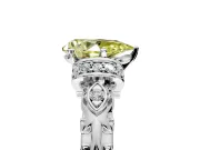 Solitaire Engagement Ring Setting for Fancy Yellow Pear-Shaped Center with Filigree Band and Prong Head in Platinum
