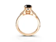 Solitaire Engagement Ring Setting for Fancy Black Oval Center with Pave Rail Split Shank and Prong Head in Rose Gold