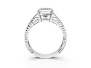 Split Shank Engagement Ring Setting for Asscher Cut Center with Pave Split Shank and Prong Head in Platinum