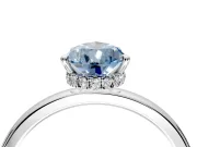 Hidden Halo Engagement Ring Setting for Fancy Blue Pear-Shaped Center with Plain Band and Tall Prong Head in Platinum