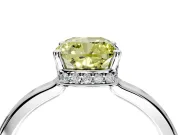 Hidden Halo Engagement Ring Setting for Fancy Yellow Cushion Cut Center with Wide Flat Plain Band and Prong Head in White Gold