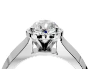 Halo Engagement Ring Setting for Pear-Shaped Center with Knife Ridge Cathedral Band and Prong Head in Sterling Silver